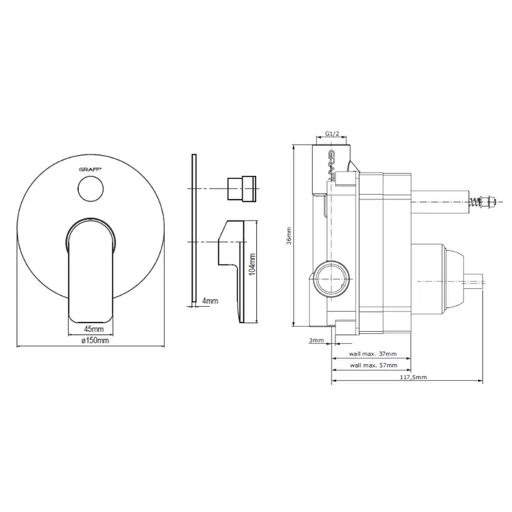 Sento Diverter mixer includes in wall parts #2394101 image