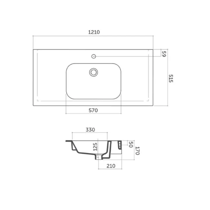 Perfetto Ceramic washbasin 1 Tap Hole 120cm - Matte White image