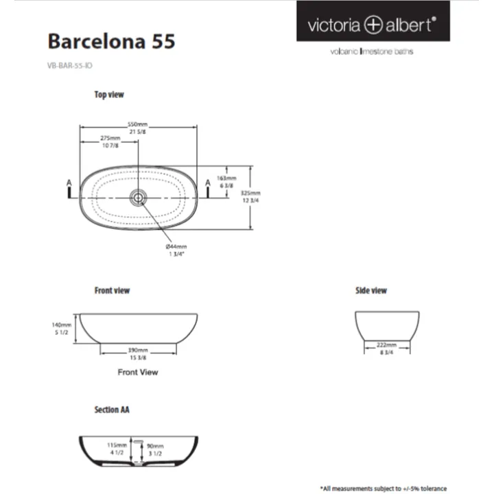 Barcelona 55 basin, with overflow image