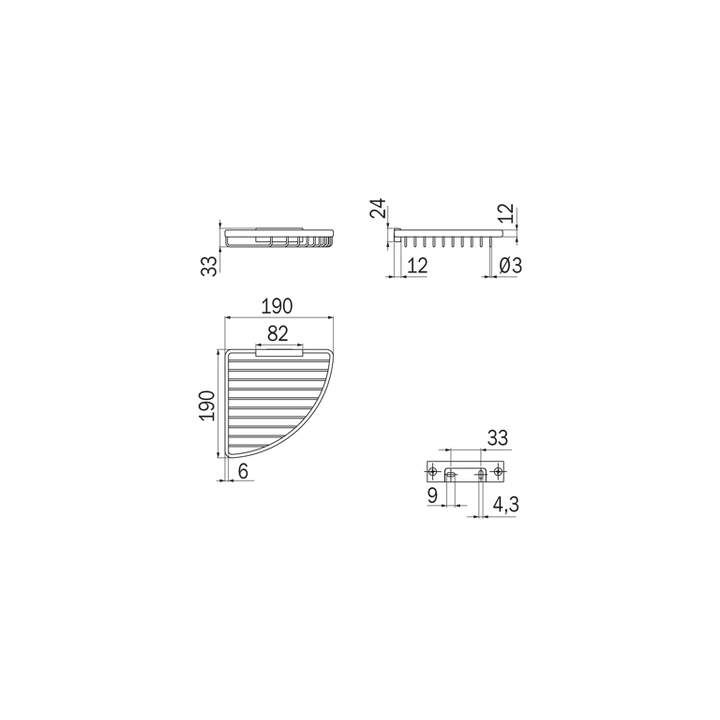 Inda Removable corner wire basket - shallow image