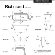 Richmond Claw foot bath 1675 x 745mm, without overflow, with White Quarrycast feet image