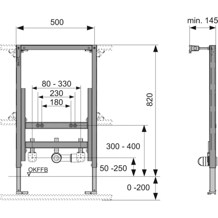 TECE Bidet for wall hung bidets 820mm image