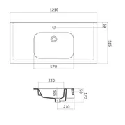 Perfetto Ceramic Washbasin 120cm 1 Tap Hole image