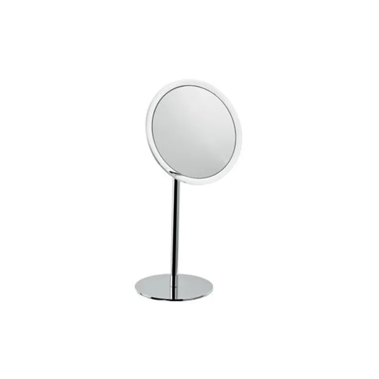 Round bench mounted magnifying mirror