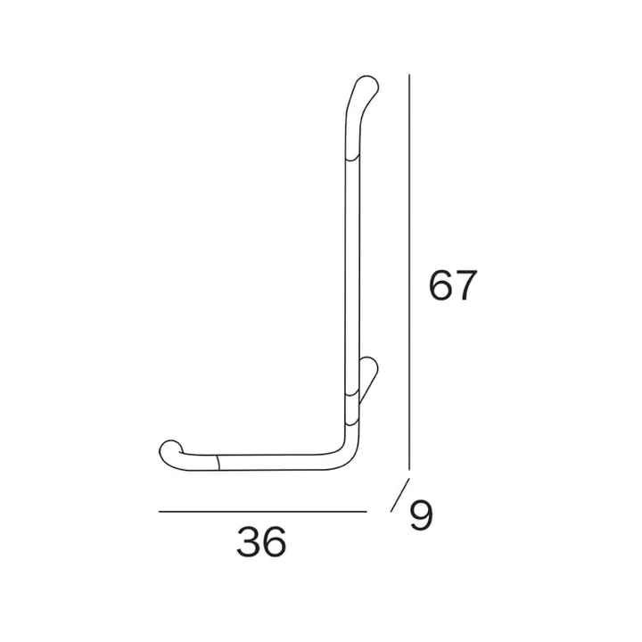 Confort L Shaped safety rail Right hand 67 x 36cm image